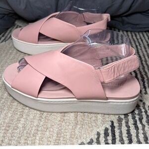 Vince Womens‎ Leather Weslan Platform Ankle Strap Sandals Pink Size 9M